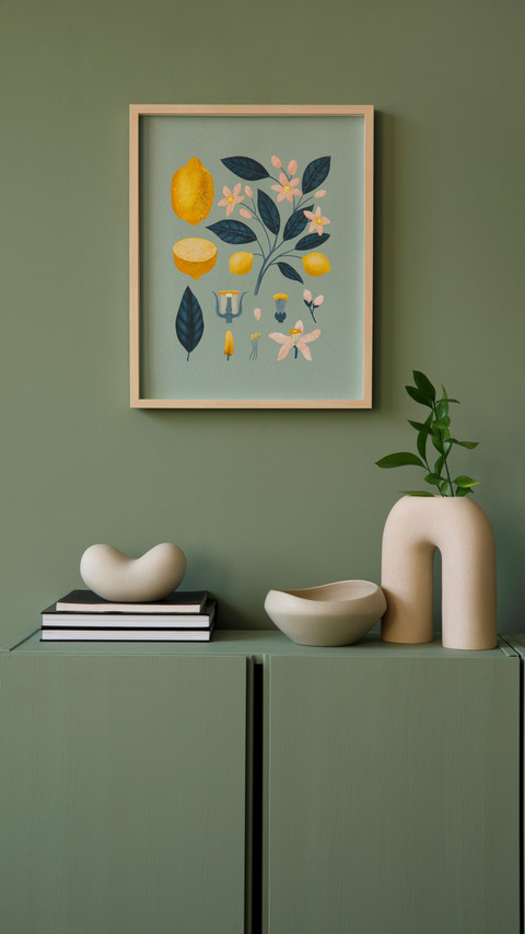 Modern Harmony, Green Cabinet and Abstract Artwork preview