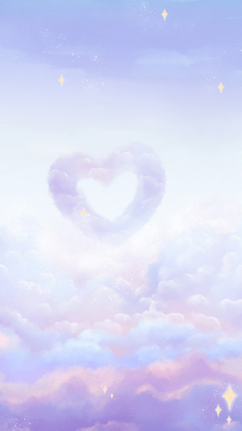 The sky is blue and purple with love clouds preview