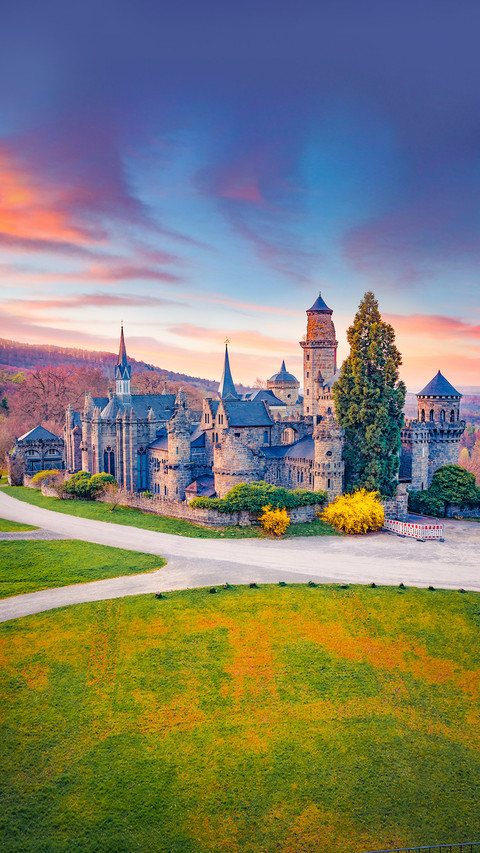 Spectacularsunset in Lowenburg Castle, Germany preview