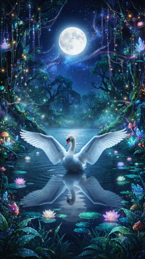 Swan on a Magical Lake preview