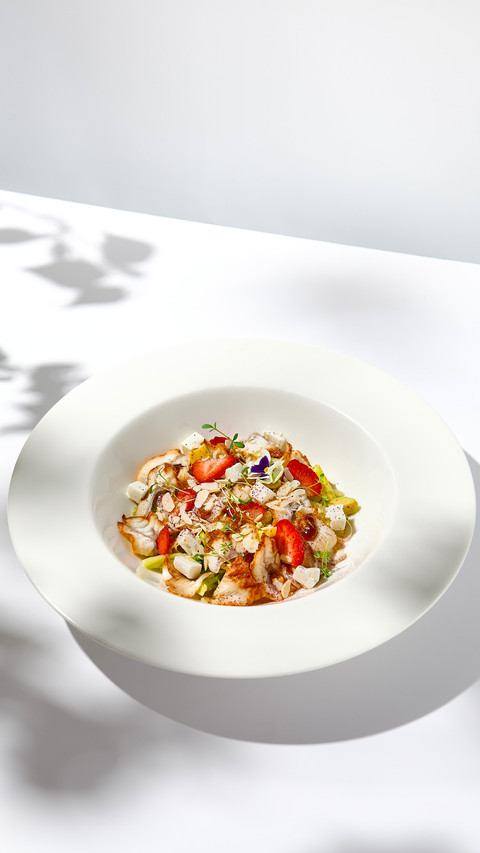 Romantic dining with fish appetizer preview