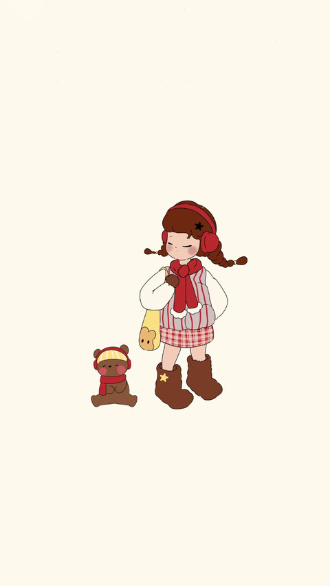 小女孩治愈插画壁纸-锐景创意 preview