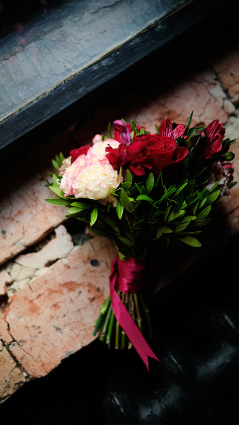 Close-up of wedding bouquet preview