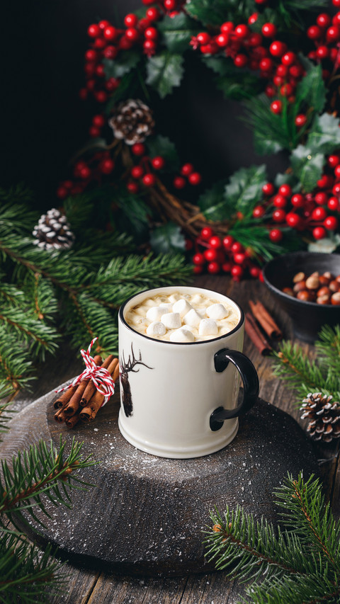 Hot chocolate with marshmallows and cinnamon cozy preview