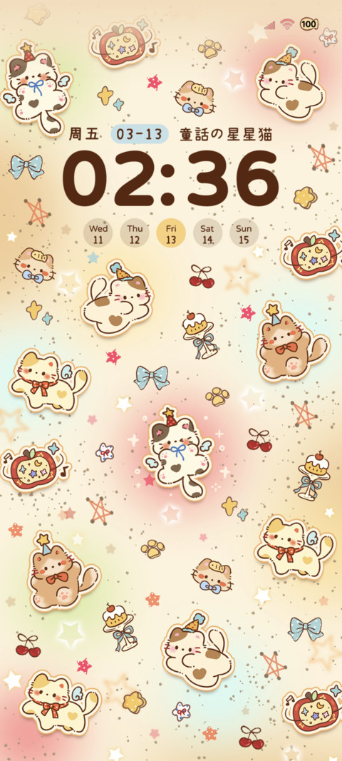 彩色晕染平铺小猫 preview