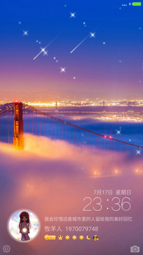 夜城（3D重力+流星+头像+等级+个性签名） preview