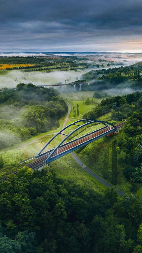 Bridge across valley between the mountains in Germany preview