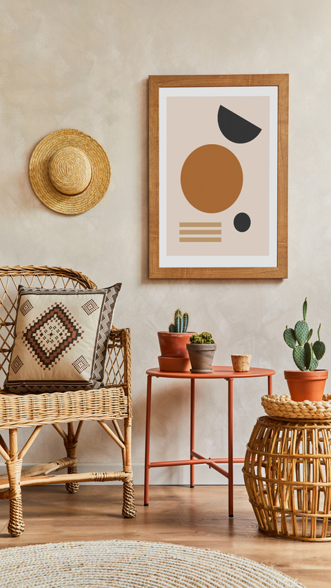 Living Room with Chair, table and Hanging Decorations preview