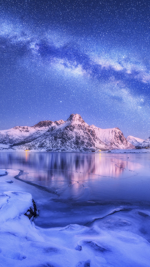 Snow Mountain by Sea under Milk Way preview