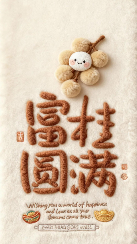 毛茸茸文字好运壁纸-锐景创意 preview