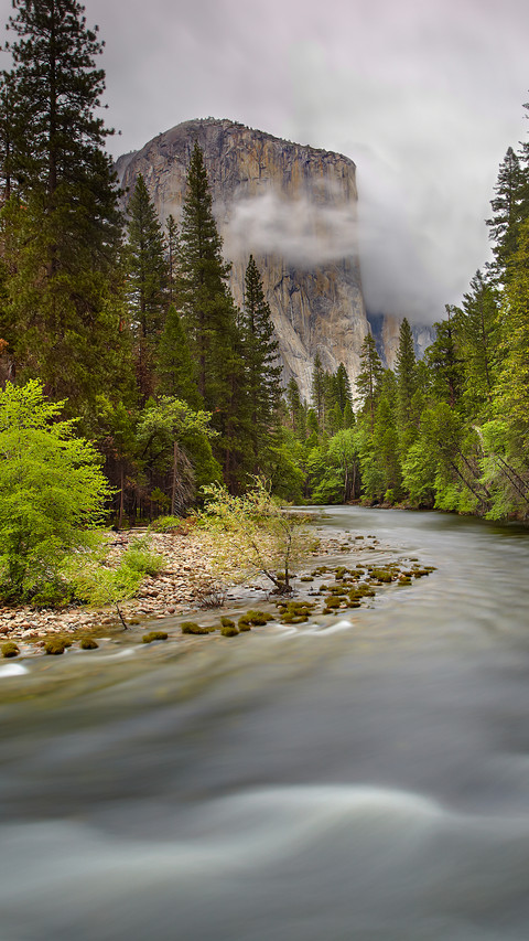 Merced river with el capitan looming in the distance in preview