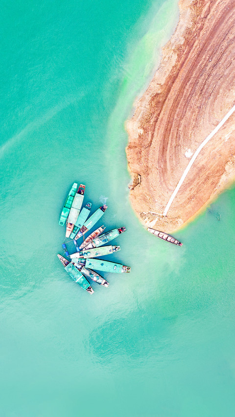 Ships docked on the lake surface preview
