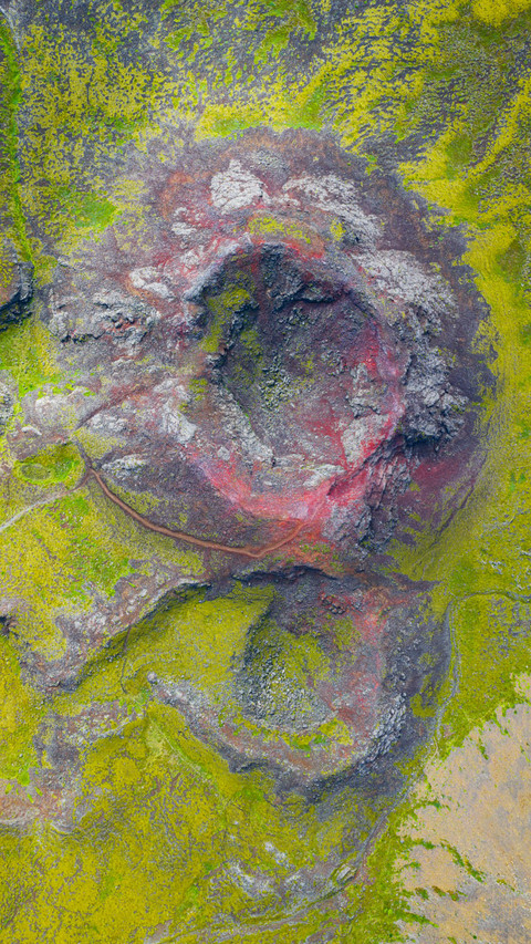 Overlooking the green moss-covered volcano in Iceland preview