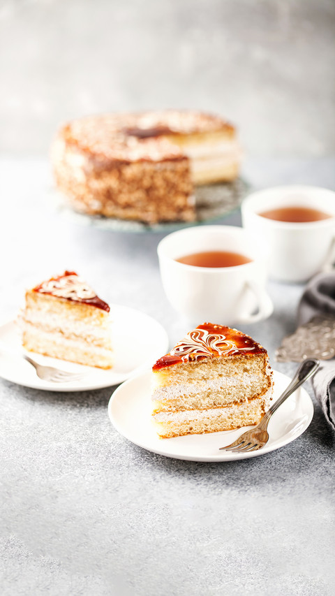 Cake with cream and a decor on a table preview