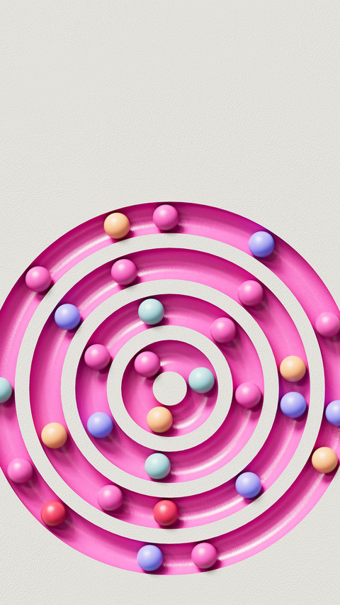 A sphere rolling along a pink path preview