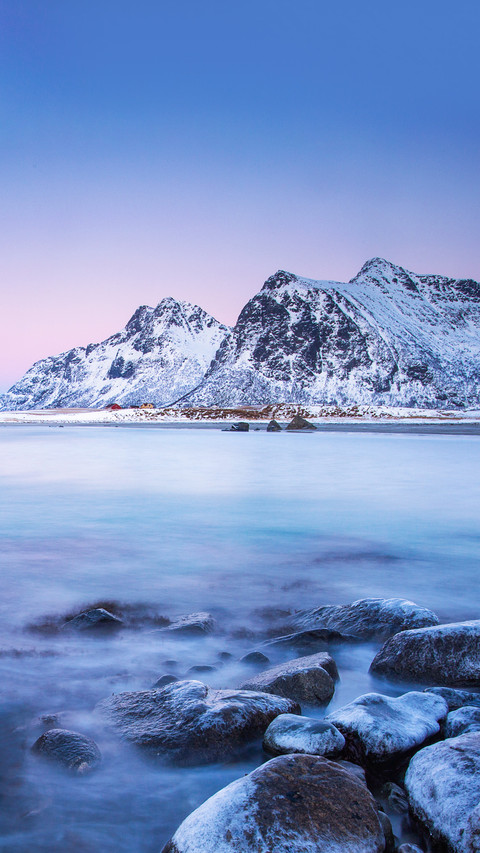 Landscape with flowing water and mountain backdrop preview