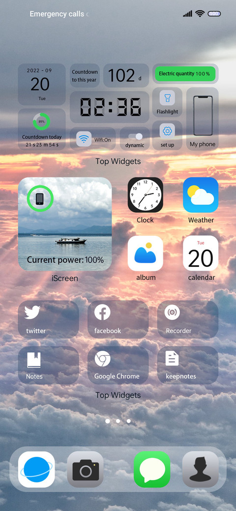 Transparent widget preview