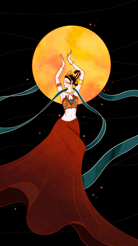 Classical Beauty Dancing Under The Moon