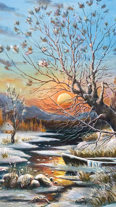 Oil painting on ice and snow preview