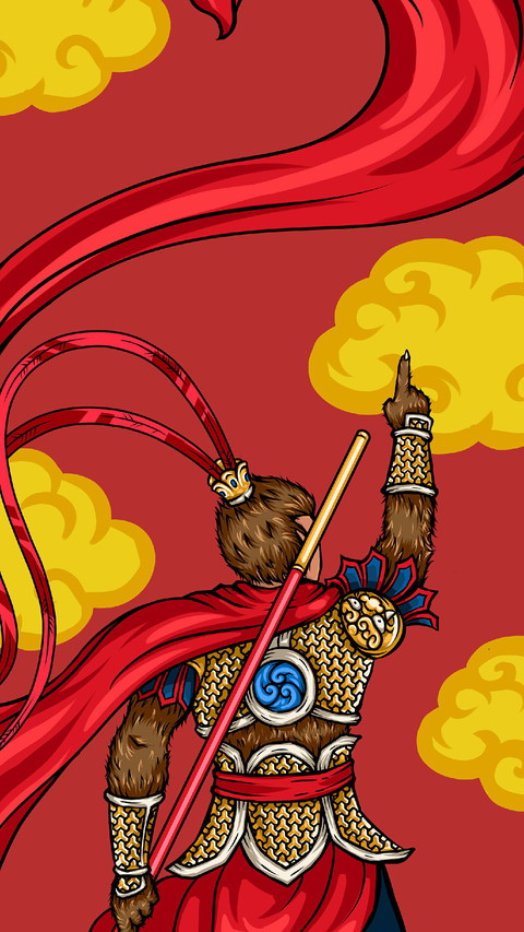 The Monkey King Points to The Sky in His Armor preview