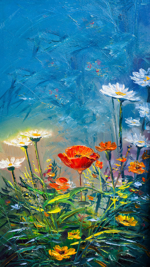 Oil Painting Daisies Flowers in the Garden preview