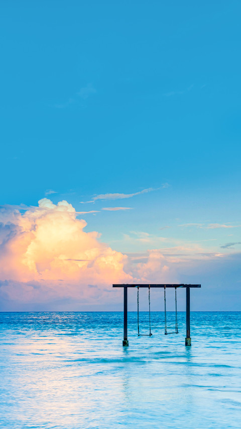 Maldives paradise island holiday resort at sunset preview