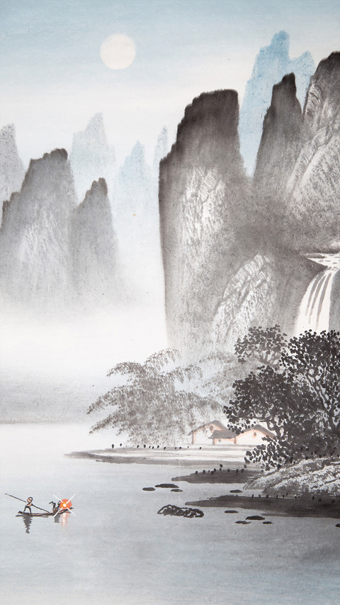Ancient-style ink wash painting preview