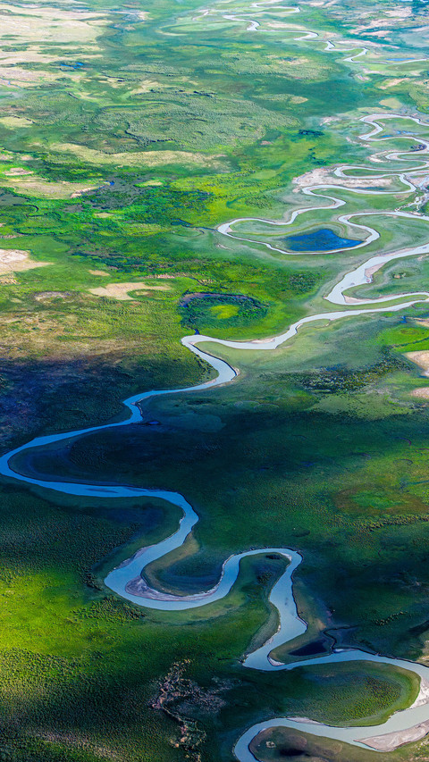 Aerial photography of grasslands and rivers preview