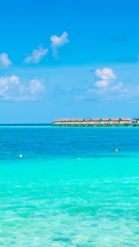 Beautiful water villas in tropical Maldives island preview