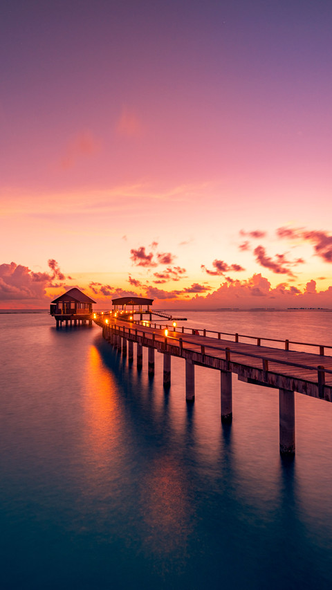 Amazing sunset panorama Maldives preview