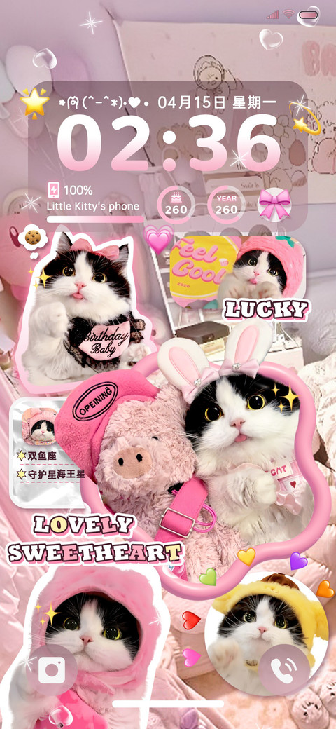 可爱猫猫 粉红贴纸 preview