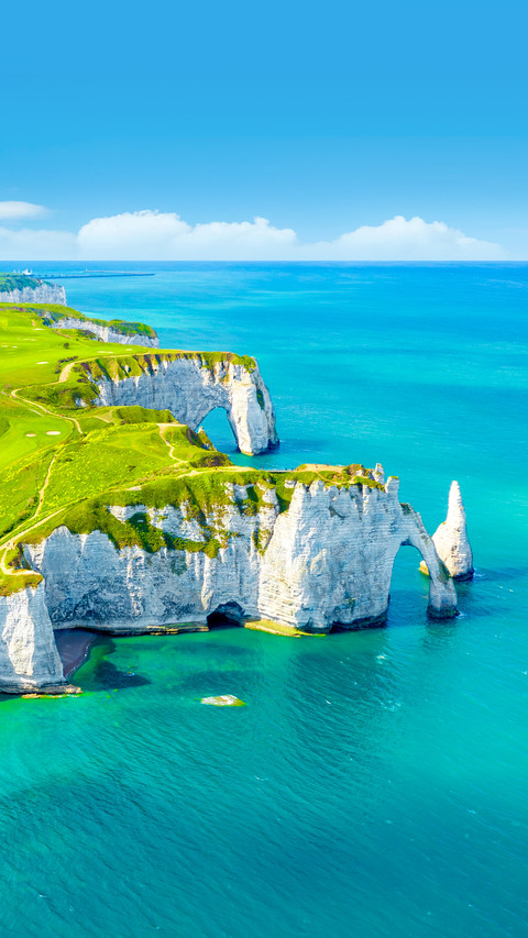 Aerial view of the beautiful cliffs of Etretat preview