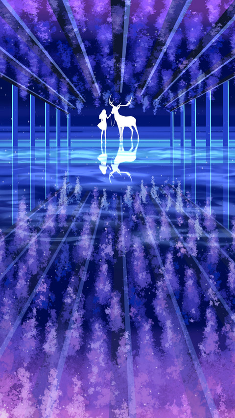Girl And White Deer in The Forest preview
