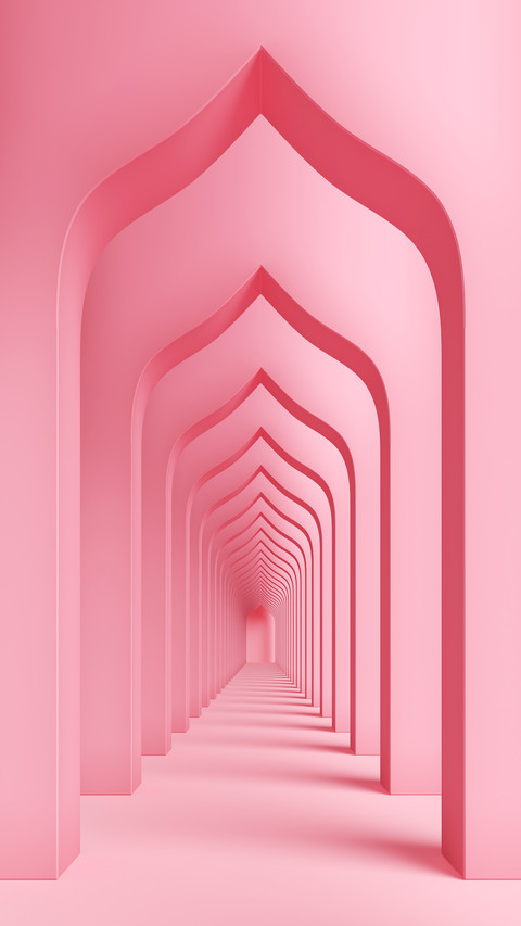 Pink geometric corridor preview