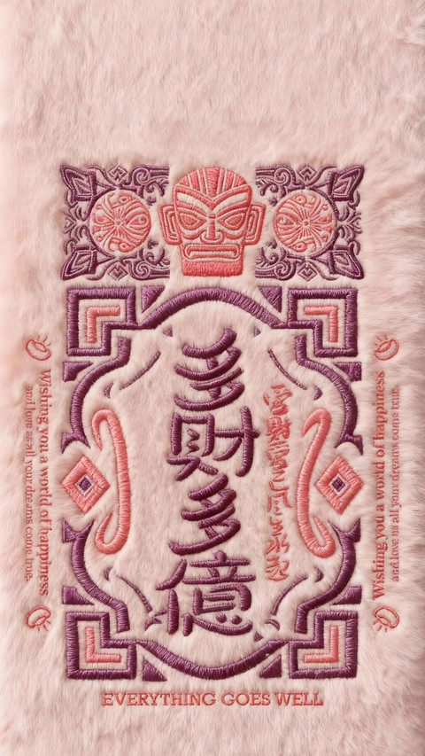 毛茸茸文字好运壁纸-锐景创意 preview