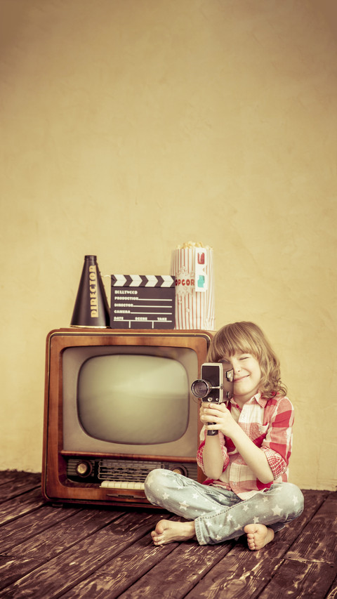 Cute Girl with Ancient TV preview