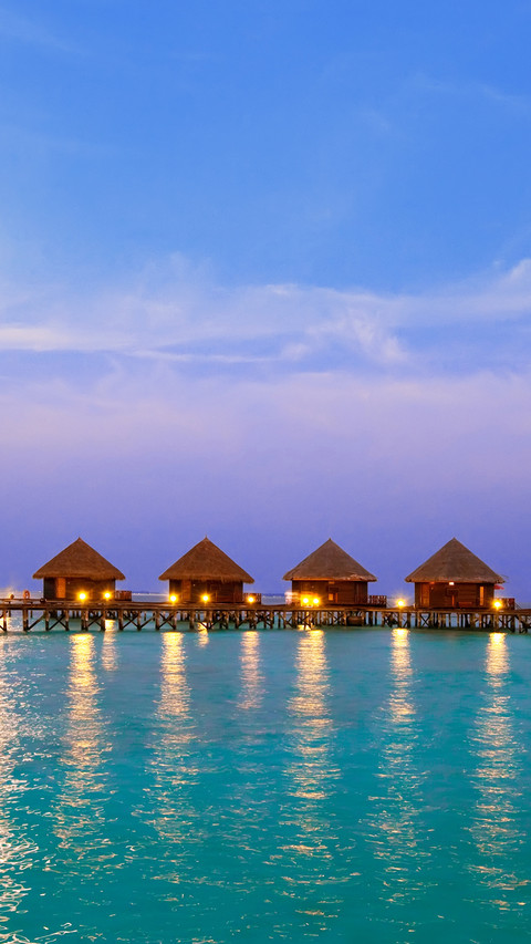 Island in ocean, Maldives. Night preview