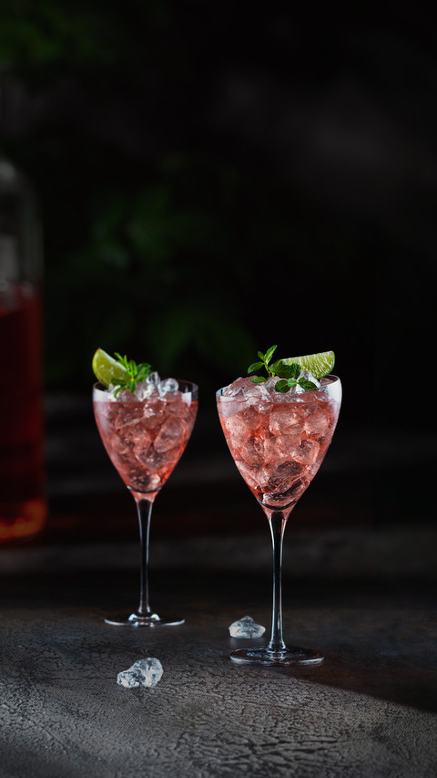 Summer Cocktail with Rose Wine, Lime, Mint and Ice preview