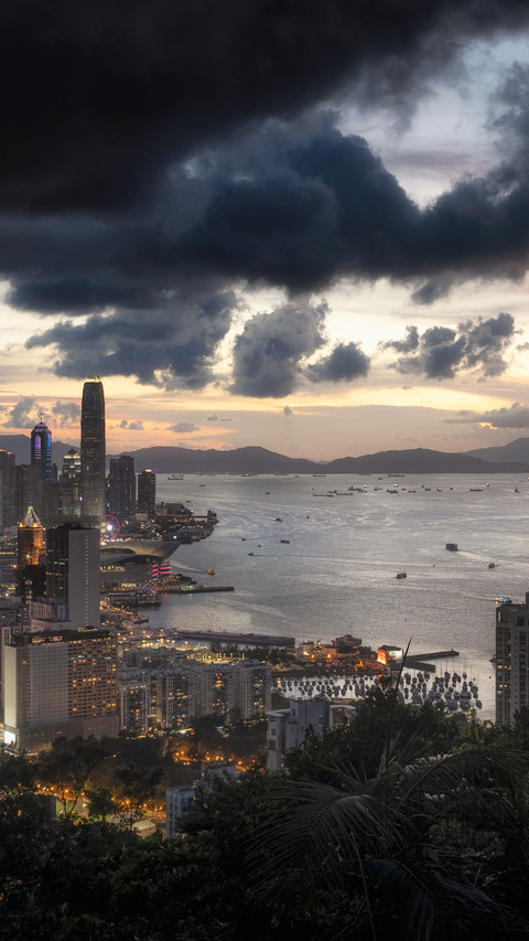 The night view of victoria harbour in hong kong preview