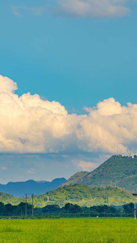 White clouds rolled over the green fields preview