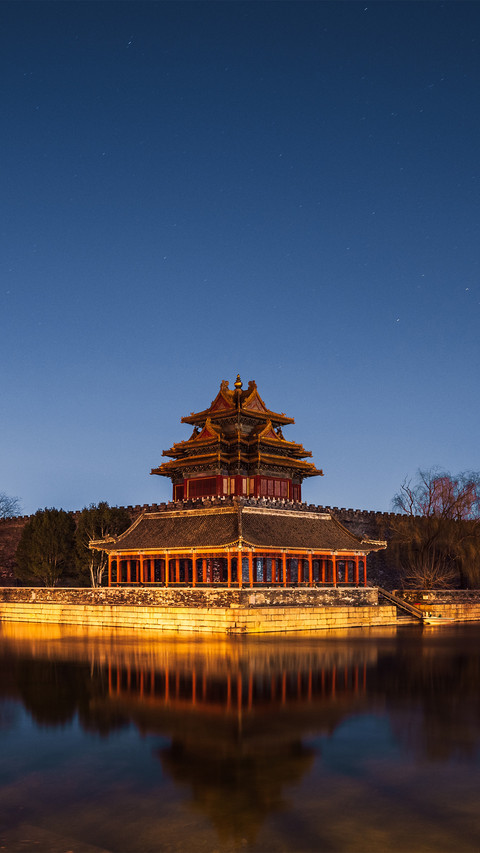 The night view of the corner towers in the forbidden city preview
