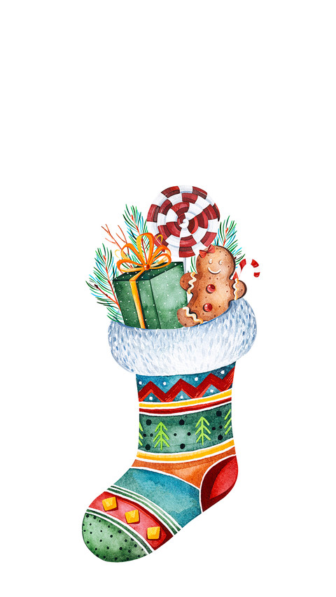 圣诞冬季水彩插画壁纸-锐景创意 preview