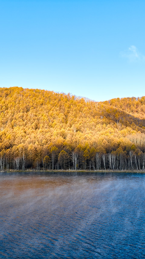 The morning mist over wusu langzi lake preview