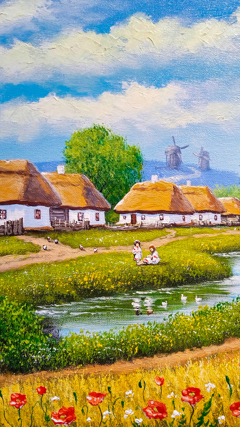 Rural Countryside Farmland Oil Painting preview
