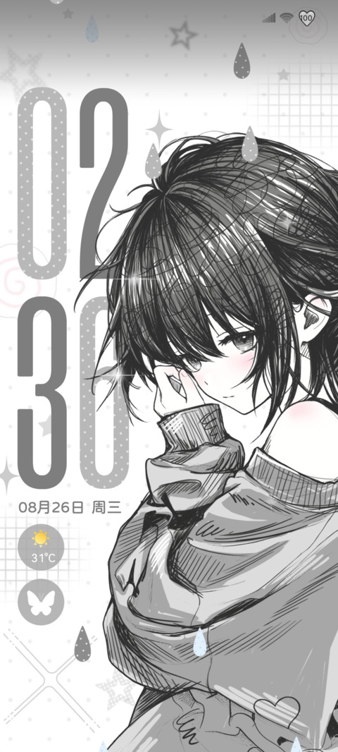 黑白线条忧郁女生 preview