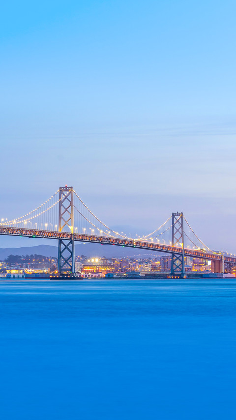 A beautiful sunset over Bay Bridge and San Francisco Bay preview