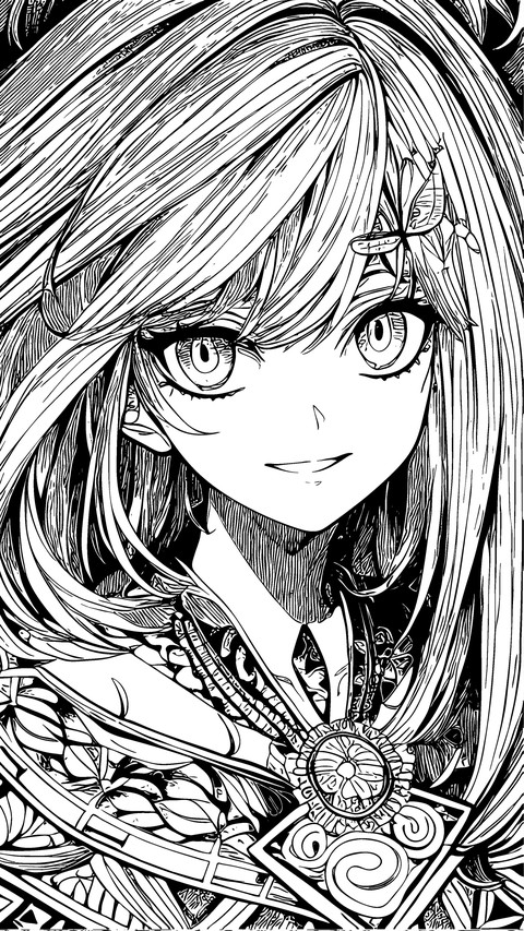 Black and white anime beauty illustration preview
