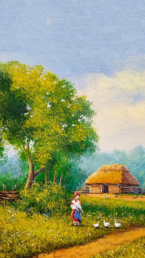 Rural Countryside Farmland Oil Painting preview