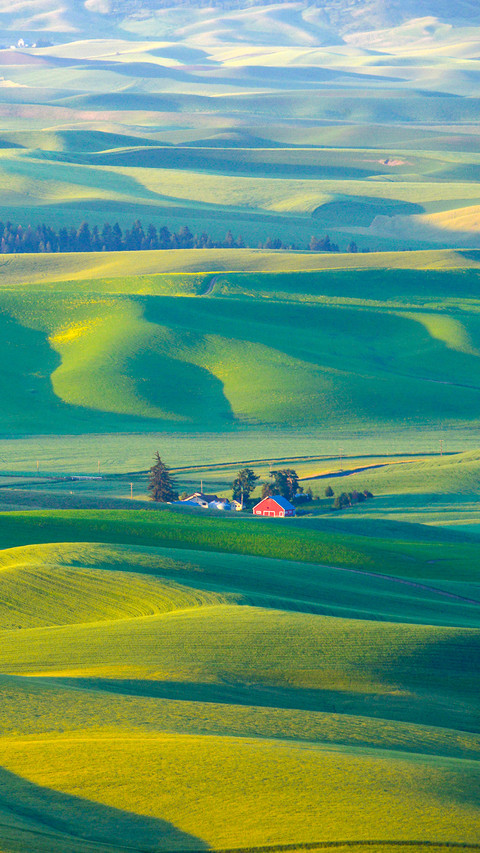 Red barn with hill in farm land in washington preview