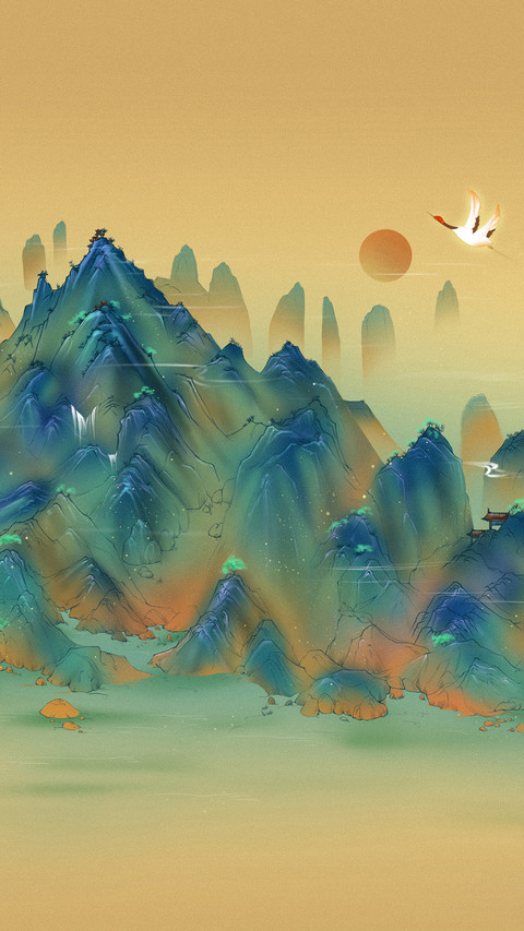 Chinese style landscape painting preview